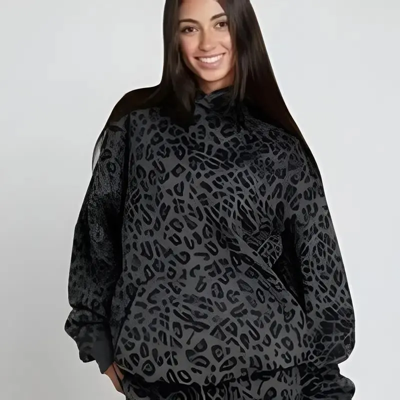 Comfort Black Camo Panther Hoodie Matching Sweatpants, Unisex Lightweight Cheetah Design Print Full Set for Men Women, Streetwear Outfits 2025, Perfect Gift