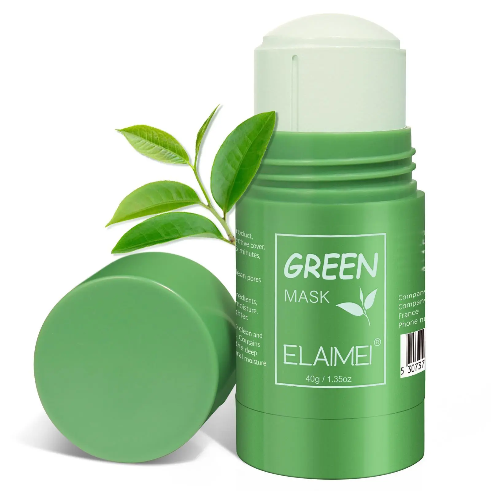 ELAIMEI Green Tea Clay Stick for Face, Deep Pore Cleansing Mask for Blackhead Removal, Gentle Exfoliating & Hydrating Skincare for All Skin Types, Clay Mask Stick, Adults, Deep Cleansing, Single Item