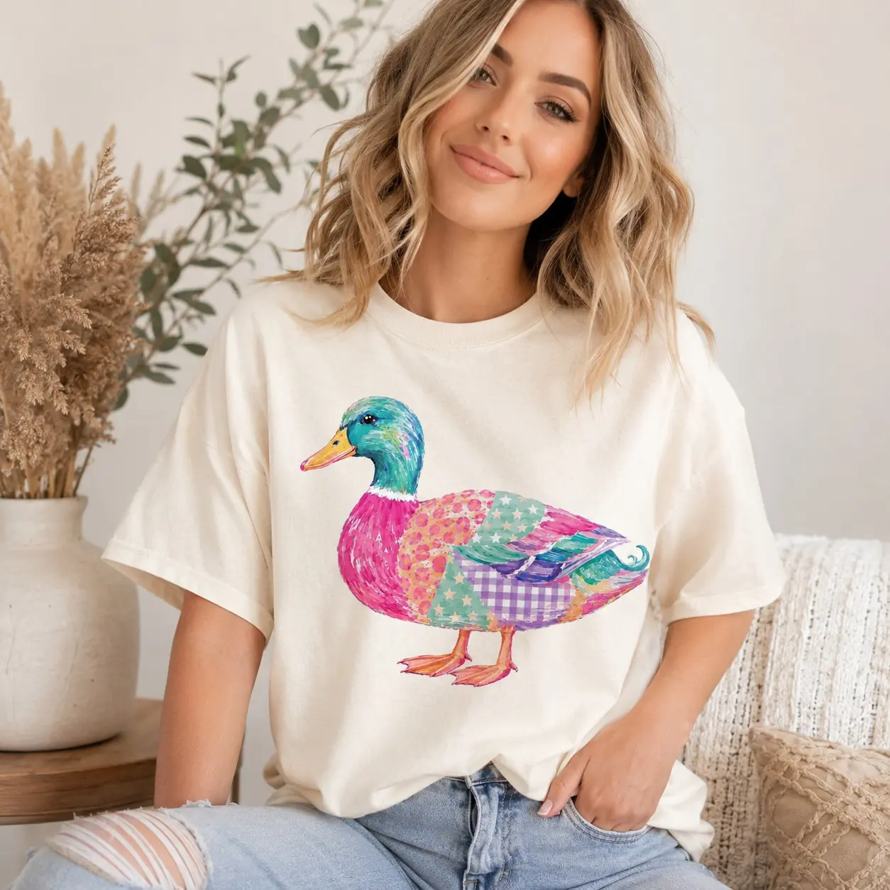 Mallard Duck Cute Comfort Colors Tee, Patchwork Pet Shirt, Lake Life Tee, Cute Patchwork Tshirts, Goose Shirt