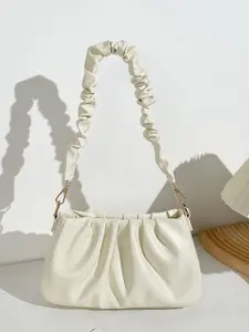 New trendy and personalized solid color, portable or crossbody, pleated dumpling bag, cloud bag, suitable for daily shopping and weekend dates