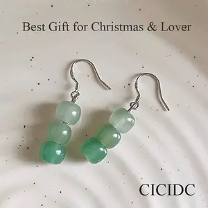 Natural Light Green Jade Earrings Handmade Design For Daily Wear Christmas Gift Sterling Silver