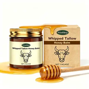 WoodSleep Organic Beef Tallow Honey Balm - Whipped Cream for Face & Body - Grass-Fed Ingredients with Shea Butter - Deep Hydration for Dry Sensitive Skin - Reduces Fine Lines & Wrinkles