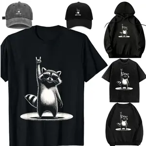 Unisex Suit set/plus size fashion/tops/tops for women/mock neck sweatshirt/long sleeve tops/transfer paper/kid/Retro Raccoon Rock Music Gift Men Kids Women Funny Raccoon T-Shirt vintage graphic tees
