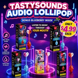 AMOS TastySounds Music Lollipop, Sugar-Free Heart-Shaped Candy with Bone Conduction, Built-in Music, K-Pop Gift
