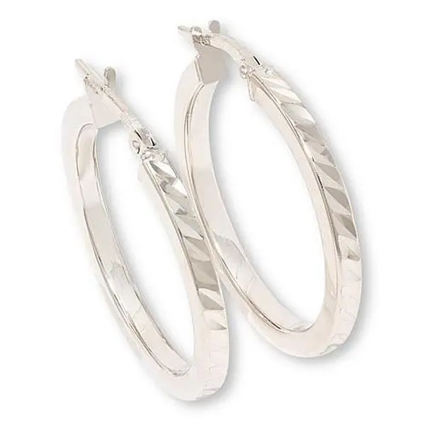 Fiorenza 1-inch Diamond-Cut Hoop Earrings