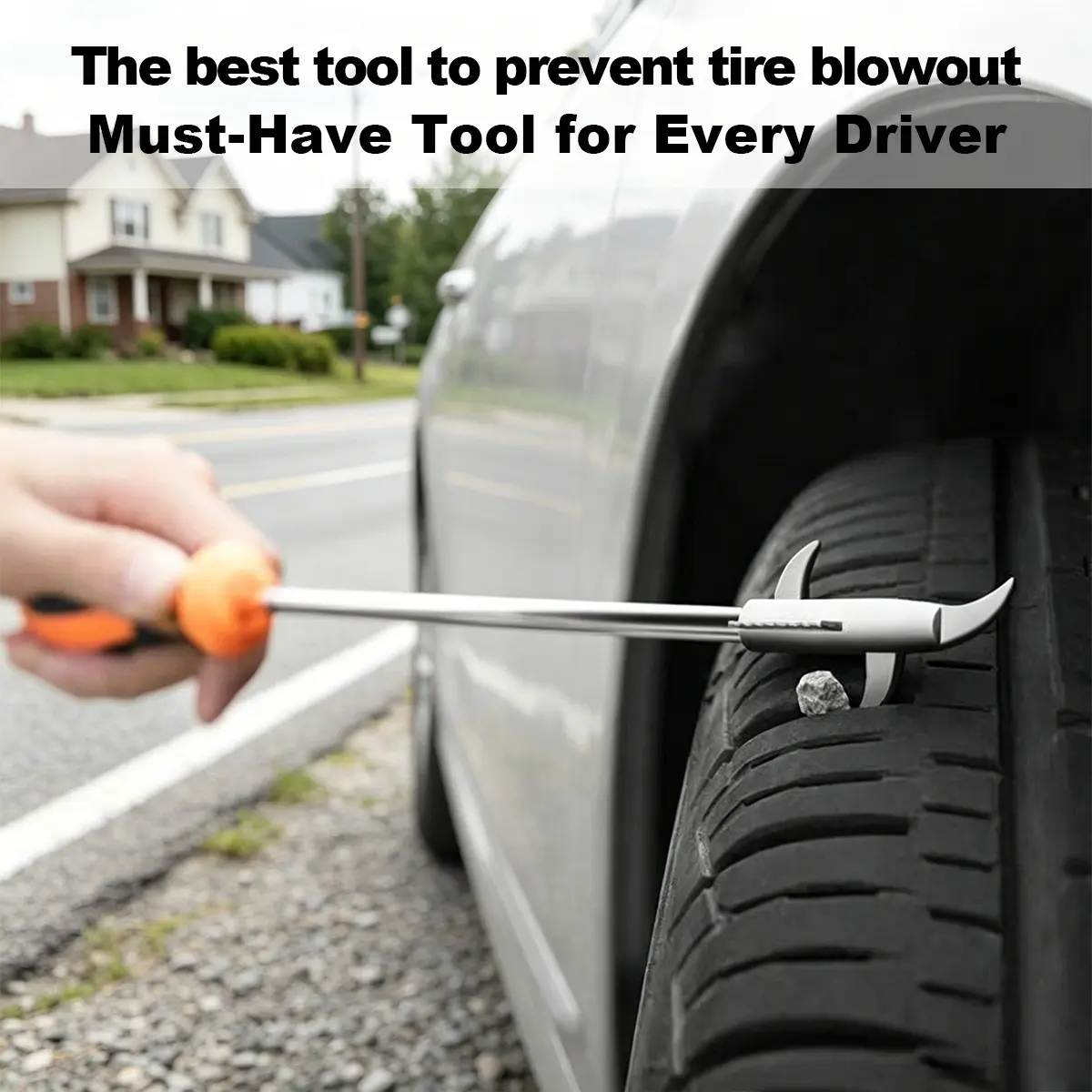[Summervibes] 5-in-1 Tire Repair Tool, Tire Groove & Stone Remover, Stainless Steel Tire Cleaning Pick with Hook & Screwdriver for Car Maintenance Tire Tools