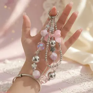 2026 New Luxury Rhinestone Butterfly Beaded Wristlet Phone Charm - Sparkly Fashion Strap for Phone Cases Bags Car Chains Versatile Women Accessory TikTok Viral New Year Gift Hot Trendy Style