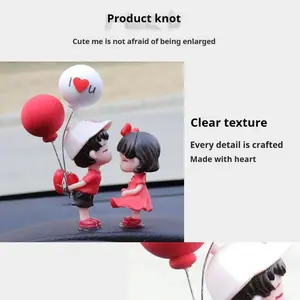 Cute Couple Plush Car Interior Accessories Resin Material Resistant to High Temperatures for Dashboards Air Vents Displays Trendy Minimalist Style
