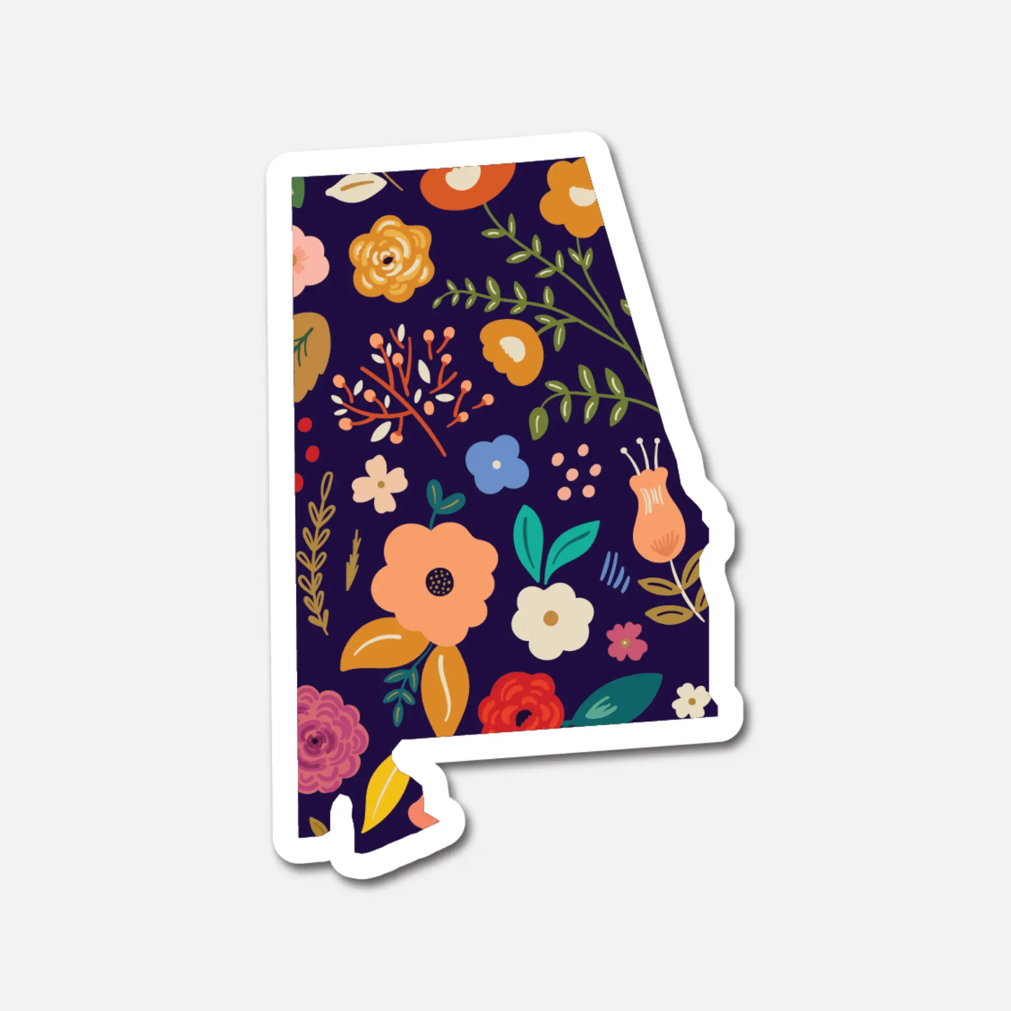 Alabama Navy Floral State Sticker vinyl sticker