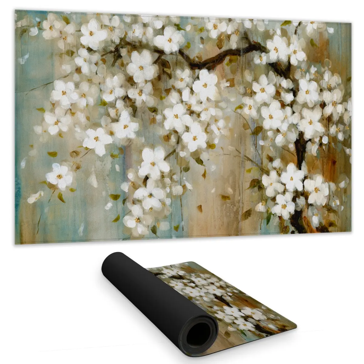 360 Stand Asian Aesthetic Gaming Mat - 14x24 in Textile Carpet with Vibrant Cherry Blossoms Print, Soft Household Textile for Home Decor, Vibrant Print, Flower Design Doormats, Japanese Aesthetic Doormats, Entryway Decor, Area Mat Doormats