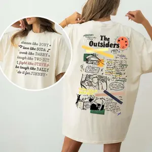 Two-Side The Outsiders Movie Quote Shirt, Vintage Fan Lovers Gift, Book Inspired Outfit, Unisex Short Sleeve Tee, Graphic Round Neck Tee Top Womenswear