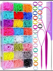 24 Elastic Colours Hair Bands, 1500 Pcs Mini Hair Rubber Bands, Colorful Toddler Hair Accessories, Soft Small Girl Hair Ties, Hair Accessories Set for Kids, Elastic Hair Accessory