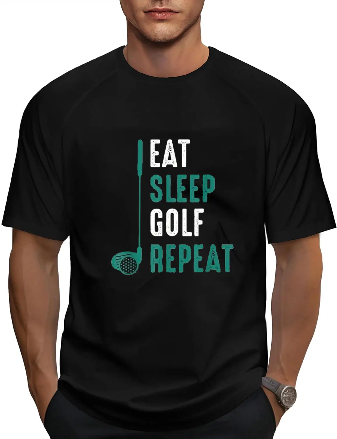 100% Cotton Mens Golf Tee Shirts - Funny Eat Sleep Golf Repeat Golf T-Shirt