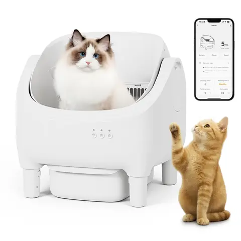 Warcat Automatic Open-Top Cat Litter Box - Self Cleaning Litter Boxes with App Control, Safety Sensors, 15L Waste Bin, Odor Control for Multi-Cat Use, Trips & Complete Peace of Mind #TikTokShopFallDealsForYou