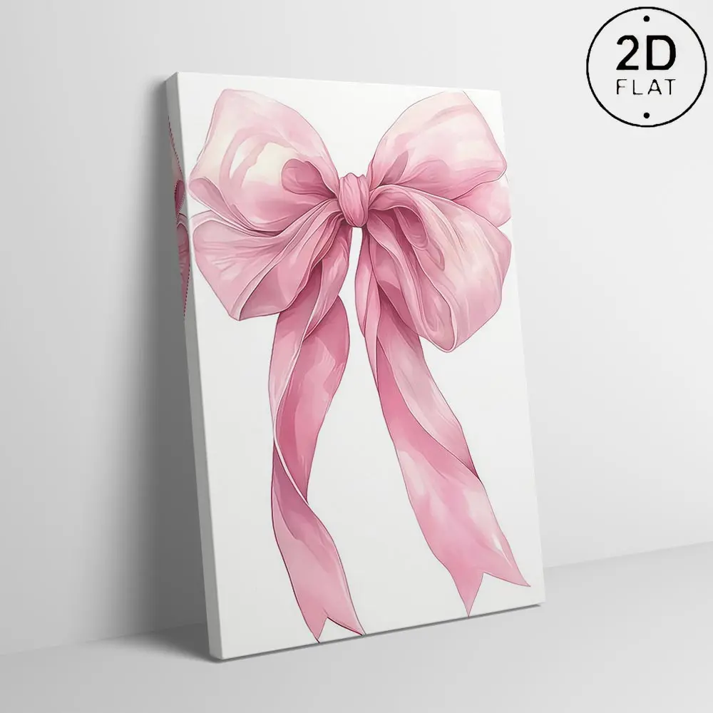 Waterproof Durable Solid Wood Framed Canvas Wall Decor Print, Modern Bohemian-Style Art with Bold Visual Contrast & Valentine’s Day Pink Bow, Ideal Home/Kitchen Decoration Gift for Him and Her