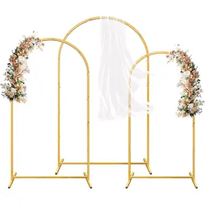Arch Backdrop Stand Set of 3, Gold Arched Frame (7.2FT, 6.6FT, 6FT) for Wedding Birthday Baby Shower Photo Booth Background