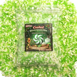 Crushed Wintergreen Mint Candy, Bulk Crunchies for Baking, Desserts, or Drinks, Green and White Pieces, Resealable Bag, 12 Ounces