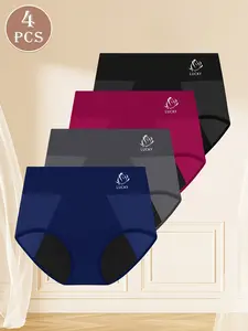 Period Underwear Panties Comfortable Nylon Bikini Cheeky Briefs Light Protection Postpartum Teens for Women Girls 4-Pack Multicolor Womenswear Casual Lingerie