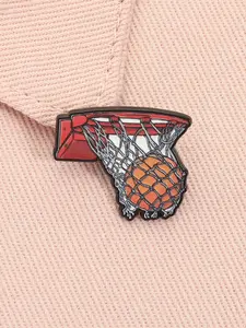 Sport Basketball Hoop and Ball Enamel Pin Dunk Scored a Goal Basketball Fans Alloy Brooch Lapel Backpack Badge Fashion Jewelry Accessories Gift for Friends