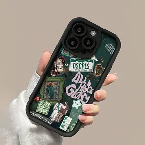 C696 Black High Bamboo Jesus Flower Patchwork Pattern Phone Case, Compatible with iPhone 17 E Air Pro ProMax iPhone16 15 14 Plus 13 12 Mini 11 X XS XR