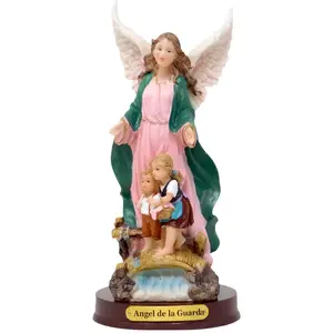 Angel de La Guarda 8" Inches Tall Estatua - Detailed Figure Guardian Angel Brand New Statue Religious Decor Saint