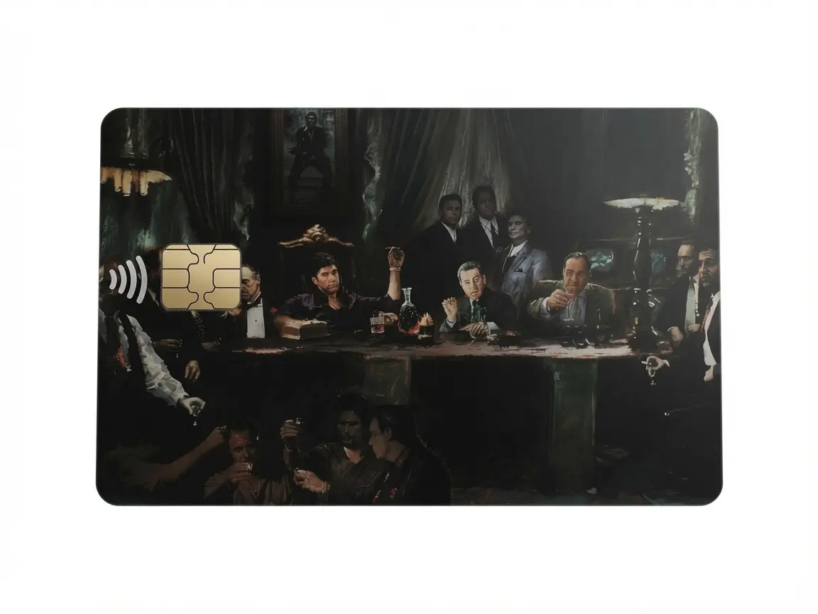 Mafia Legends Last Supper Credit Card Skin | Gangster Movie Collage Debit Card Sticker Cover with Chip Cutout