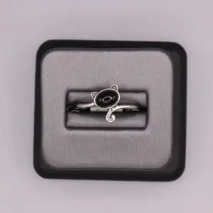 Sterling Silver Stone Ring - Onyx Cat Design