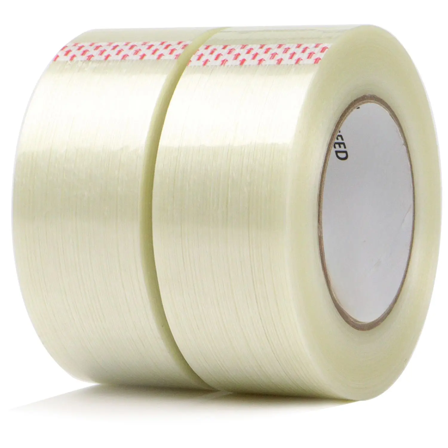 2-Pack Mono Filament Strapping Tape 6.2mil x 2Inch x 30yds Commodity Grade Heavy Duty Transparent Reinforced Fiberglass Tape