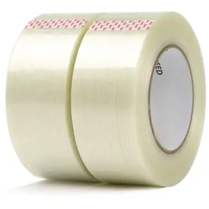 2-Pack Mono Filament Strapping Tape 6.2mil x 2Inch x 30yds Commodity Grade Heavy Duty Transparent Reinforced Fiberglass Tape