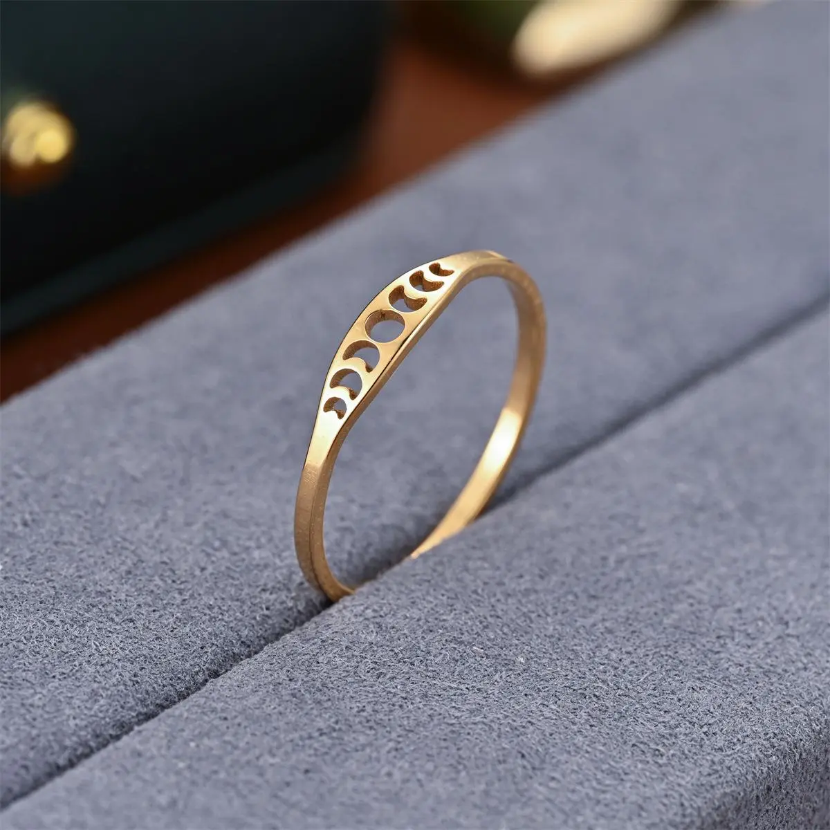 Stainless Steel Crescent Moon Phase Ring for Women 2025 Witch Amulet Jewelry Gift Skyrim Theme
