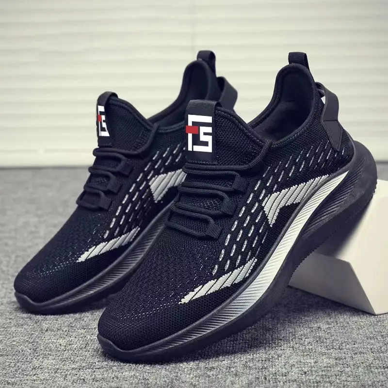 Men's Knit Sports Sneakers - Casual Trainer Shoes with Sleek Design, Eye-Catching Details, Trendy Mesh Shoes, Breathable Mesh, Knit Fabric (Gift Option) 7777