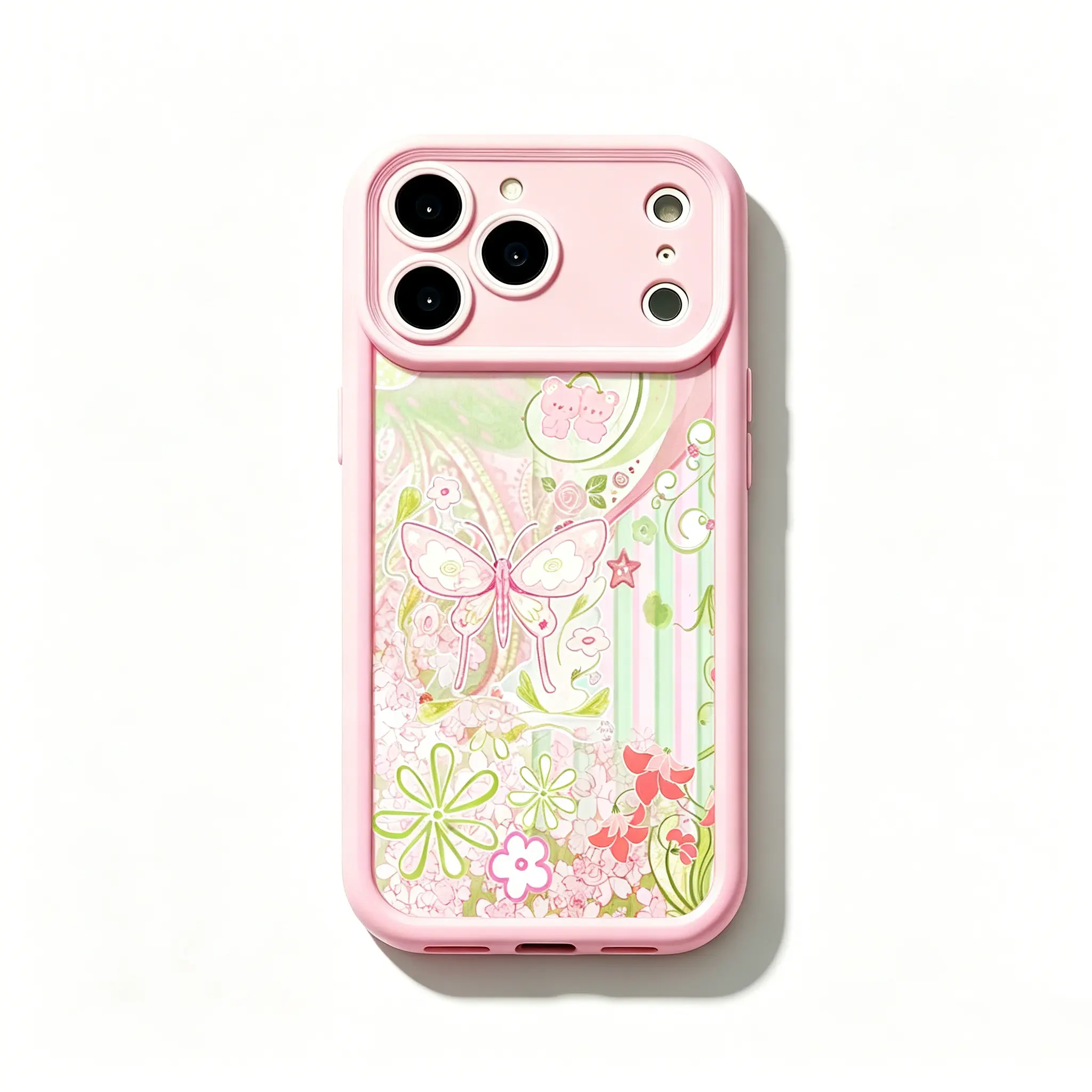 Vintage Floral & Music Notes Aesthetic Smartphone Case with Butterfly Design, Handheld Cellphone Protection for iPhone 11-17 Pro Max & S21-22, Pastel Cottagecore Tough Premium TPU Cover, Wear-Resistant, Anti-Slip, Waterproof