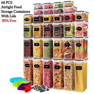 68PCS Airtight Food Storage Containers With Lids Cereal Containers Storage for Kitchen Pantry Organization and Storage Include Labels Marker Utensils 21