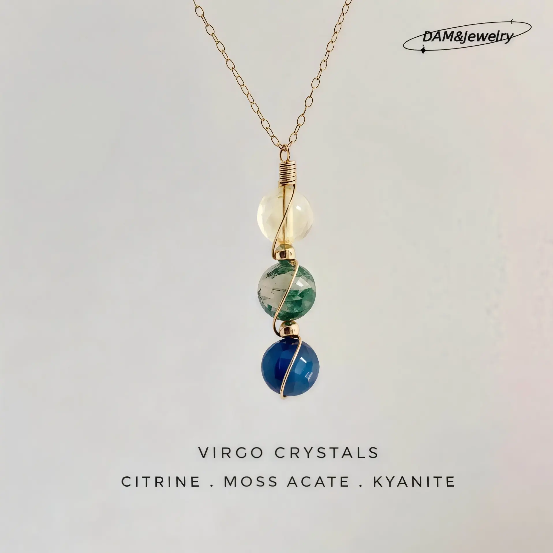 Handmade Zodiac Gold Plated Natural Crystal Necklace | Birthstone Healing Reiki Jewelry | Perfect Gift for Women