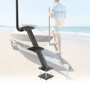 fathersdaygift VEVOR Boat Trailer Steps, 2-Step, Heavy-Duty Boat Trailer Steps with Handle, Non-Slip Surface, 3 Mounting Angle Options, Carbon Steel Ladder Suitable for 3x 3/3x 5/4x 4 Frame, Bottom Mounting