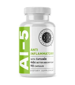 Intestinal Fortitude AI-5 Anti-Inflammatory Capsules with CurcuWIN 46X Better Absorption Turmeric Curcumin Boswellia Serrata Ginger & EGCG Green Tea for Gut Health 90 Count
