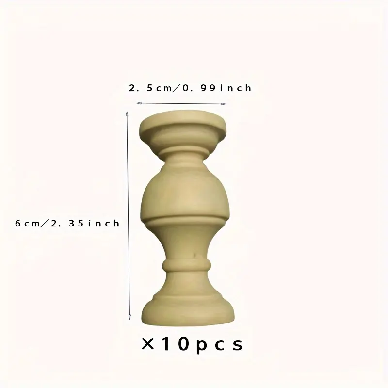 10pcs Solid Oak Wood Decorative Columns - Contemporary Home Decor, Exquisite Carvings, Versatile for Wine Cabinets & Bed Frames, No Power Required, 0.99*2.35in