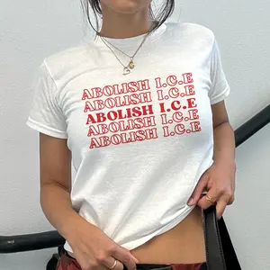 Abolish ICE No Human Is Illegal Baby Tee End Ice Political T-Shirt Pro Immigrant Baby Tee DACA Shirt Social Justice Shirt Y2K Style Baby Tee
