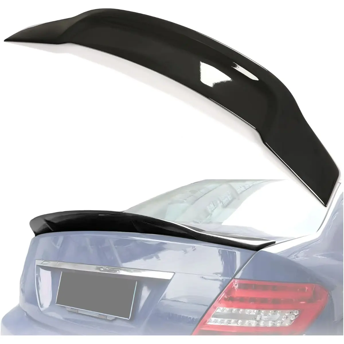 Rear Trunk Duckbill Spoiler Compatible with 2008-2014 Mercedes Benz W204 C-Class & C63 All 4-Door Sedan Models Tail Wing Trunk Lid Wing Painted ABS Gloss Black Plastic-TK