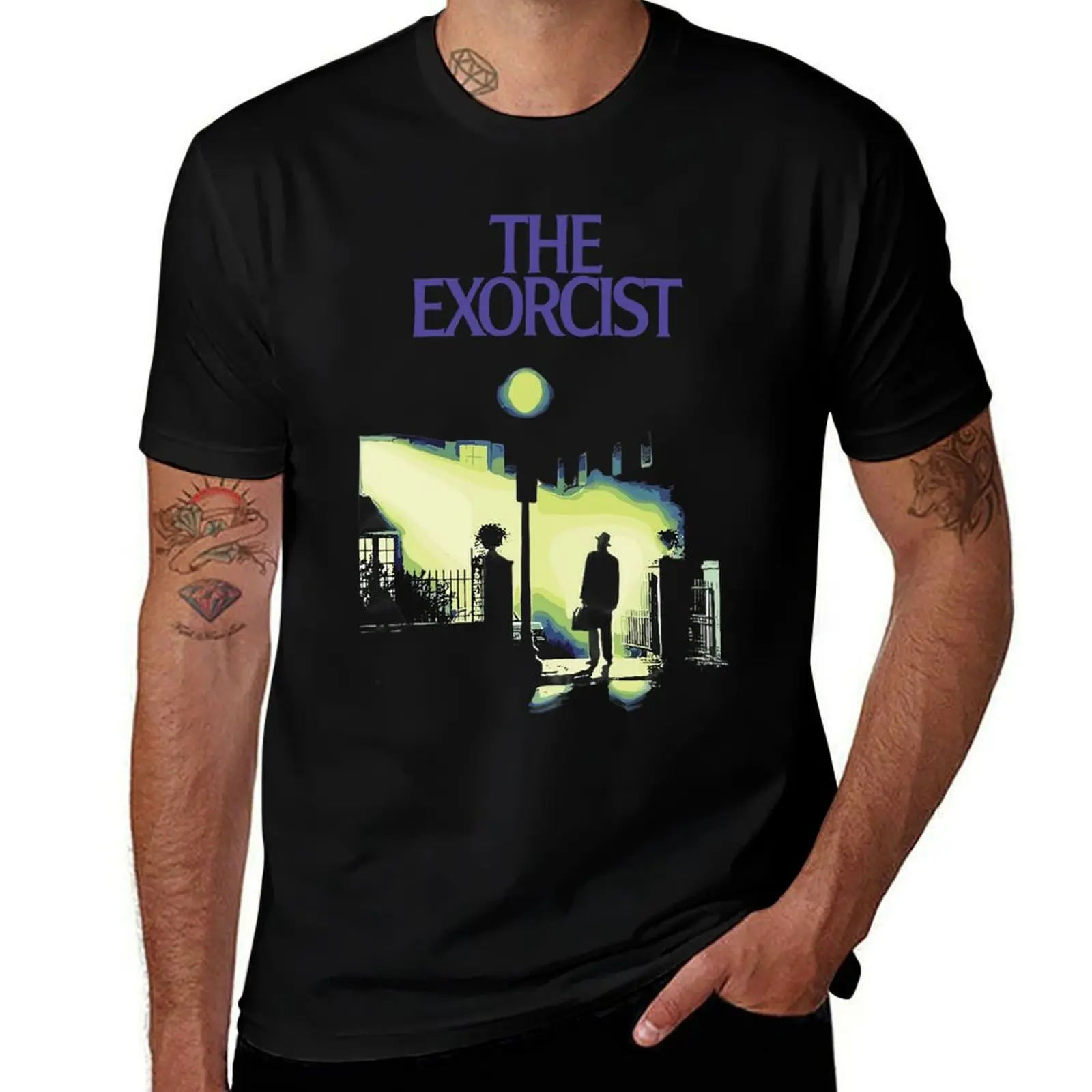 The Exorcist Horror Movie Cover Art Mens T Shirts Cotton Short Sleeve T-Shirt Crew Neck Tees Casual Shirt