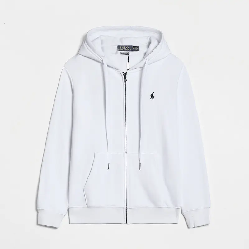 Zipper white blue label