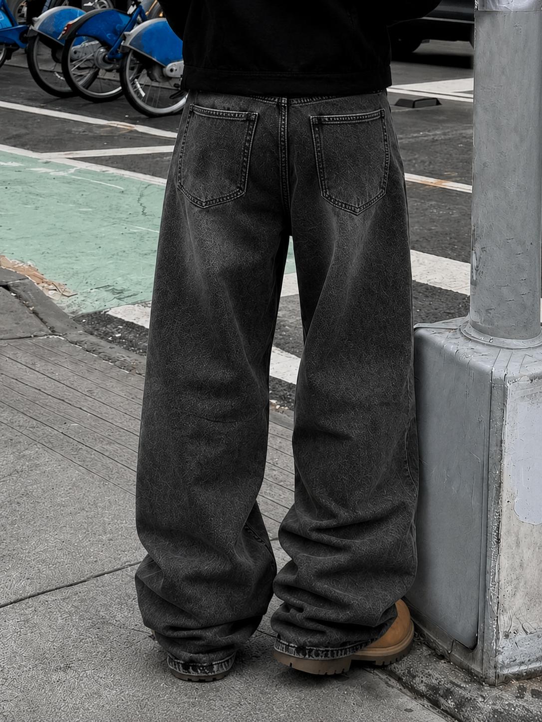 Baggy Wide Leg Jeans for Men and Women, Casual Fashion Streetwear Denim Pants, Low Rise Loose Fit Y2K Skater Jeans, Relaxed Straight Leg Urban Hip Hop Jeans with Pockets for Daily Wear, Vintage Grunge Style Denim Trousers Pants for US Outfits, Club Outfit