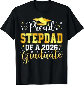 100%cotton Proud Stepdad Of A Class Of 2026 Graduate 2026 Senior T-Shirt