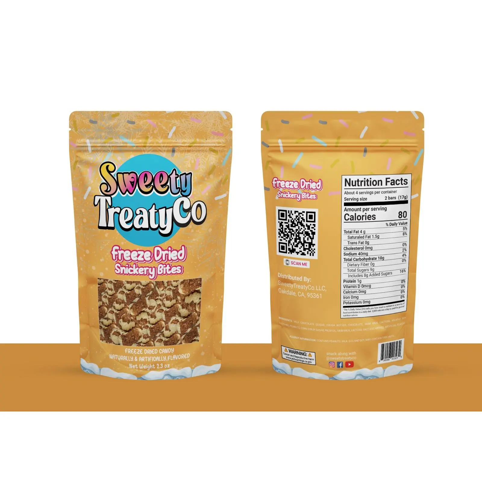 Sweety TreatyCo Freeze Dried Snickers Bites - Crunn-The-Go Energy Boost - Healthier Alternative to Sugary Treatschy Chocolate Snack for O
