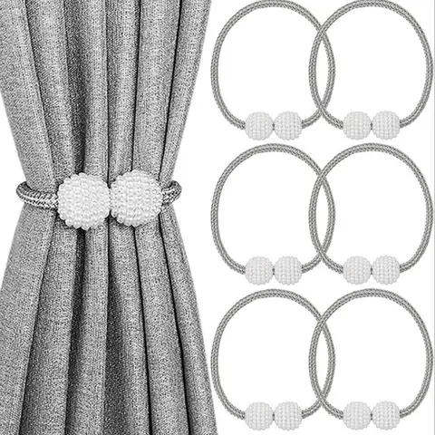 Magnetic Curtain Tiebacks, 6-Pack Holder Clips for Home & Office Windows, Easy-Install Decorative Curtain Accessories, Curtain Tie Backs For Curtains, Interior Decoration Accessories, Window Decorations Supplies
