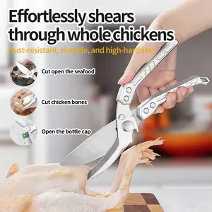 ZestyMadame Heavy Duty Stainless Steel Poultry Shears – Cut Chicken & Fish Bones with One Snip | Professional Kitchen Scissors
