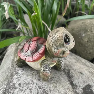 1 hand-made resin turtle garden statue-retro animal sculpture, vivid eyes and bright colors, outdoor decoration, Garden ornaments, suitable for garden, lawn, courtyard, no electricity, turtle garden decorations, Garden Art, Garden Sculptures