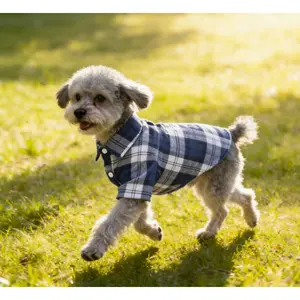 1-piece cute and stylish pet dog casual outfit, featuring a simple design with contrasting color plaid short-sleeve shirt, suitable for small dogs like Teddy/Poodle, ideal for spring/summer/autumn/winter clothes dog accessories dog products cool cat stuff