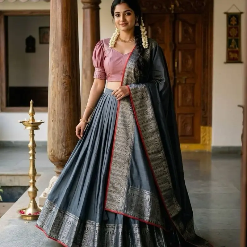DESIGNER SILK WOVEN WORK LEHENGA CHOLI WITH DUPATTA