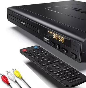 DVD Player, Region Free DVD Players for CD/DVD's, Compact DVD Player Supports NTSC/PAL System with AV Stable Outputs/USB 128G Input, Contains Remote Control and RCA Cable-Not Support HDMI